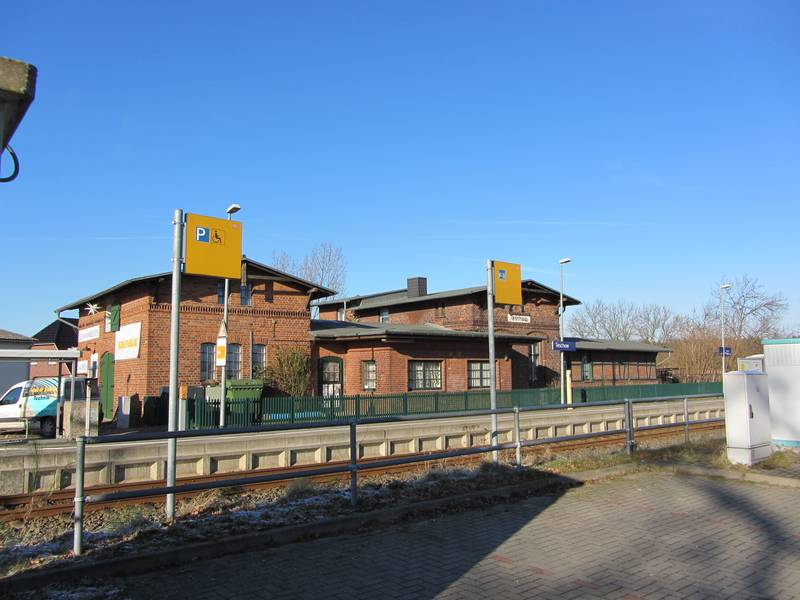 Train station in Teschow (Alt Bukow), district Rostock, Mecklenburg-Vorpommern, Germany