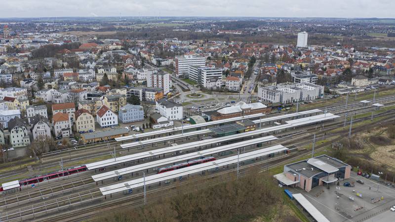 Aerial view of Rostock main station, Germany