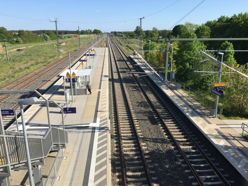 Gleisanlagen des Bahnhof Löwenberg (Mark)