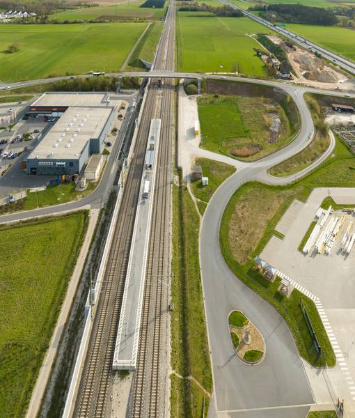 S-Bahn stop Kersbachin UpperFranconia, aerial view