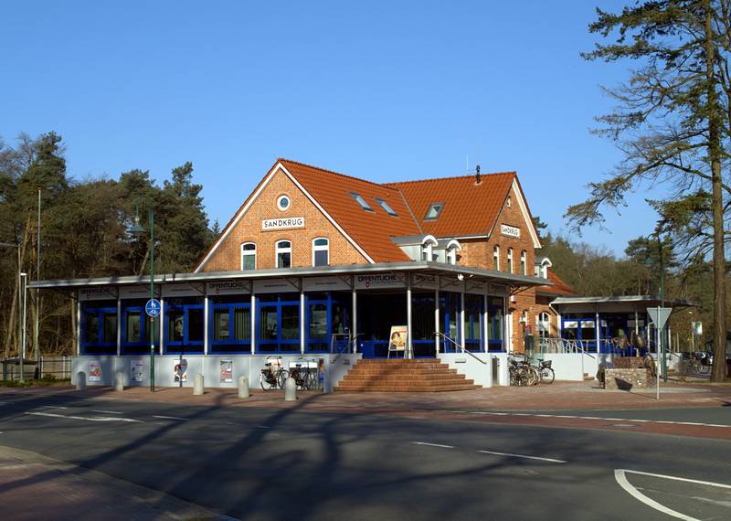 The reception building of Hatten train station, Lower Saxony, Germany.