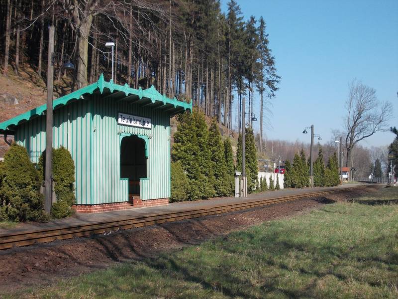 Teufelsmühle station of the Zittau-Oybin narrow-gauge reilway line (Oybin, Görlitz district, Saxony)