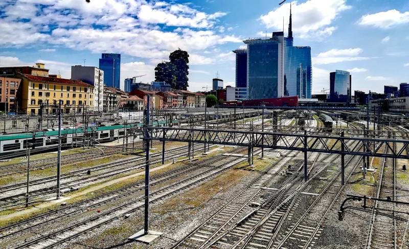 Skyline of the financial center, in the foreground, the Milano Porta Garibaldi railway station, Milan, Italy.jpg