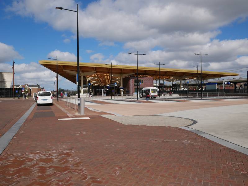 The new roof of Assen railway station in the Dutch province of Drenthe