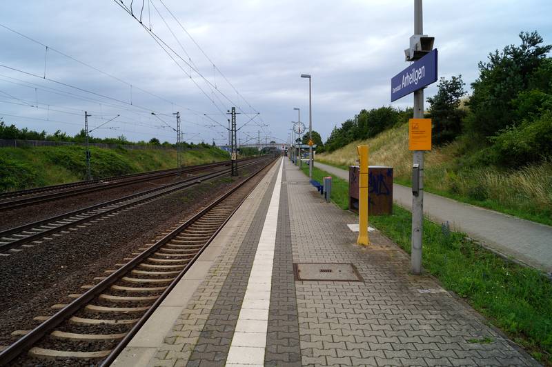 Der Bahnsteig des Darmstadt-Arheilgener Bahnhofs