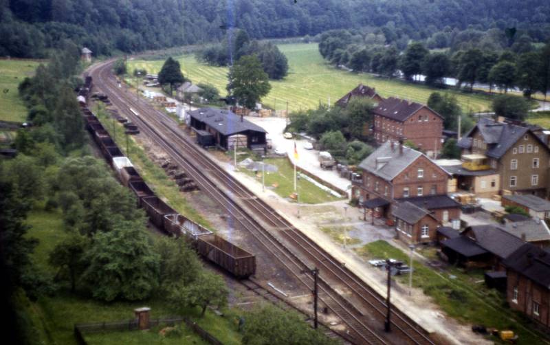 Bahnhof Hetzdorf vom Hetzdorfer Viadukt aus.