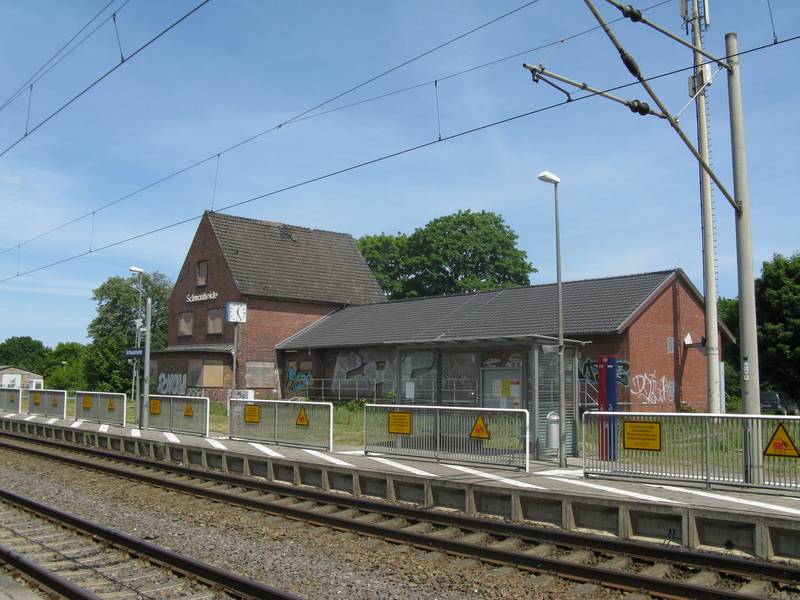 Train station building in Schwanheide, district Ludwigslust-Parchim, Mecklenburg-Vorpommern, Germany