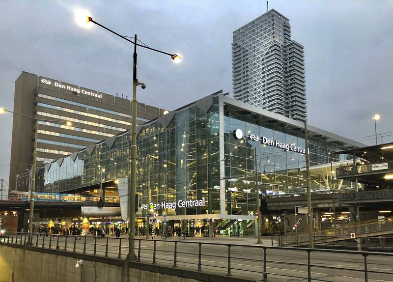 Central Railway Station, The Hague (Netherlands), seen from the Rijnstraat.