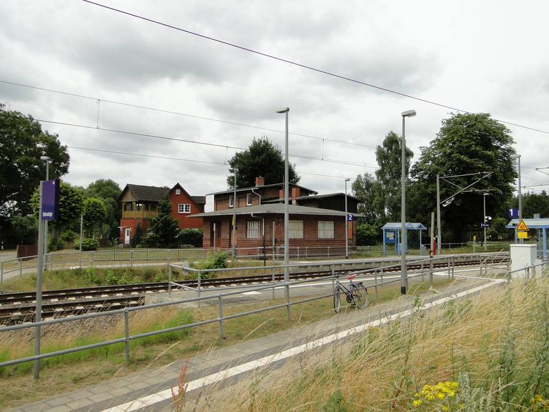 Train station Building in Kirch Jesar, district Ludwigslust-Parchim, Mecklenburg-Vorpommern, Germany