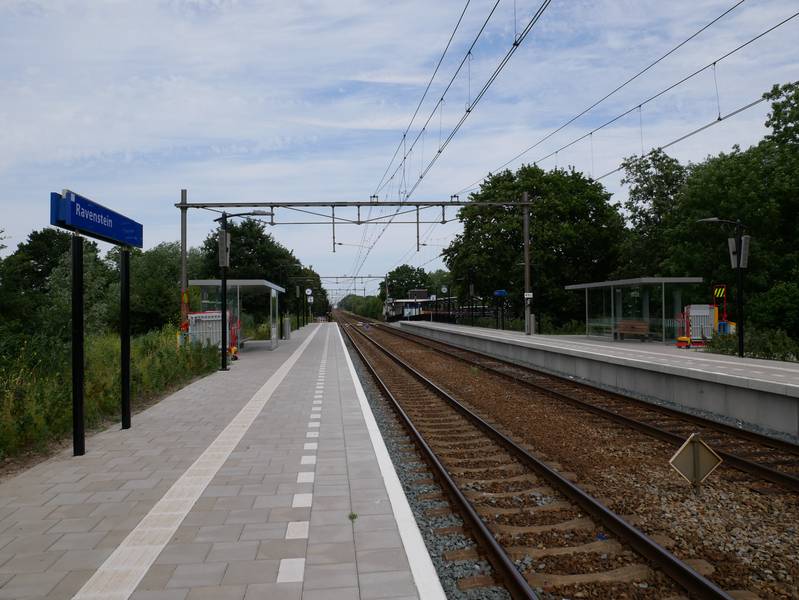 Platform at track 1 of Ravenstein railway station in the Dutch province of North Brabant