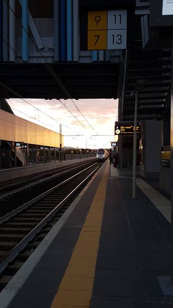 Stazione di Trieste Airport; in arrivo il Frecciargento ETR 600 al secondo binario per Roma Termini