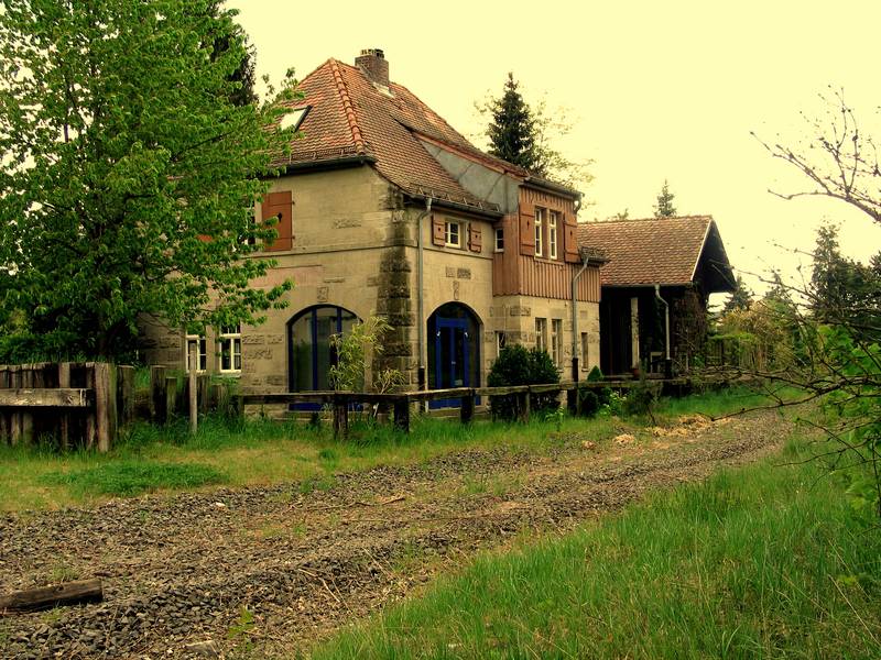 Obere Steigerwaldbahn: Former train station of Burgwindheim. The rails are ripped off now.