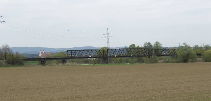 Iron truss railway bridge over the Danube near Bogen ( Bavaria)