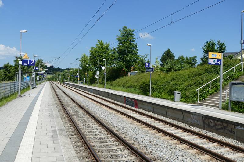 The train station Geisenbrunn in June 2024 in Gilching, Bavaria, Germany