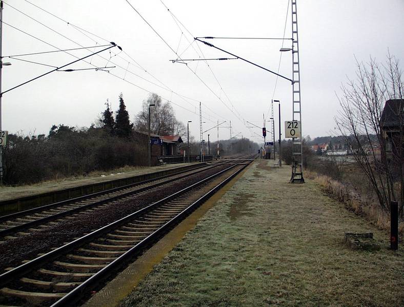 Bahnhof Griebo an der Bahnstrecke Wittenberg-Roßlau in Sachsen-Anhalt, Deutschland