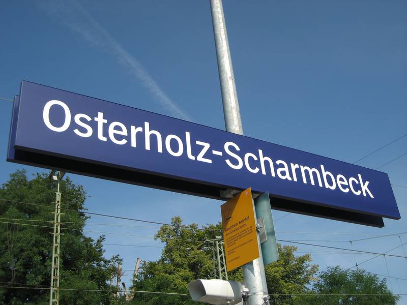 train station sign in Osterholz-Scharmbeck, near Bremen, Germany