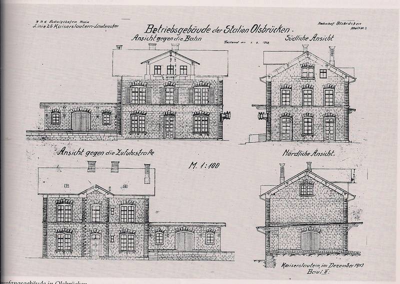 Profil des Empfangsgebäudes von Olsbrücken im Dezember 1913