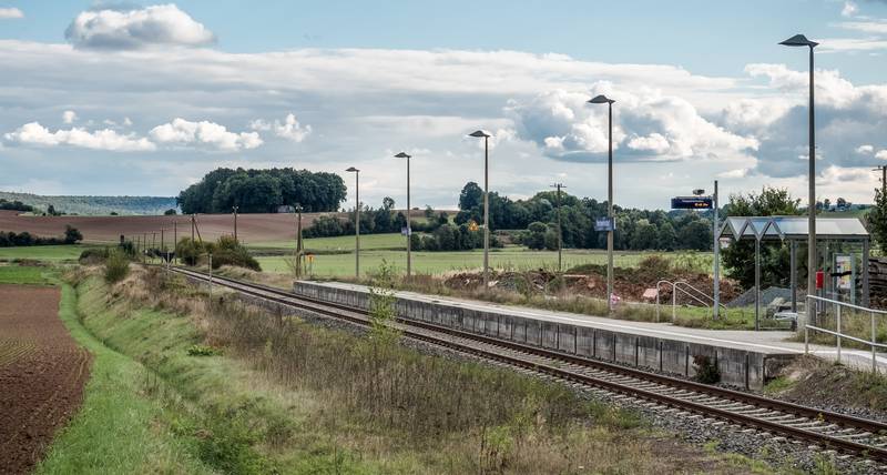 Train stop  Rentweinsdorf at the railway line Breitengüßbach-Maroldsweisach
