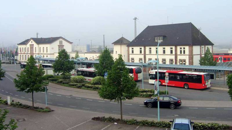Der Bahnhof Merzig aus einiger Entfernung