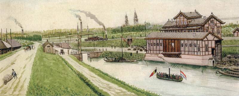 Maastricht, Zuid-Willemsvaart en Station Boschpoort, ca 1860.jpg