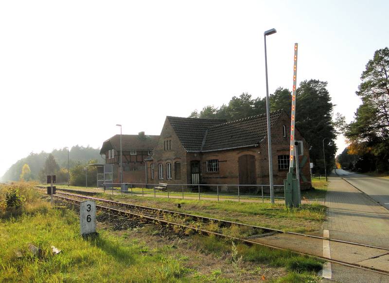 Train station in Groß Laasch, district Ludwigslust-Parchim, Mecklenburg-Vorpommern, Germany