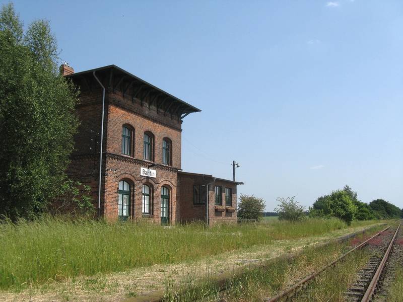 Train station in Bantin, Mecklenburg-Vorpommern, Germany at line <i>Kaiserbahn</i>