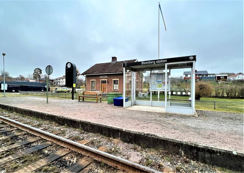 Blomberg station on Kinnekullebanan in Götene Municipality, Västergötland, Sweden.