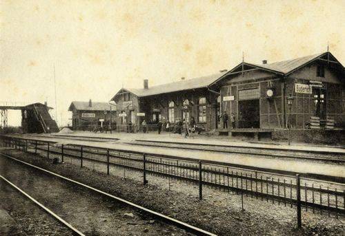 Das Bild zeigt den Bahnhof Büderich bei Wesel im Jahre 1910.