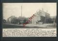 Jemeppe sur Meuse. Passage à niveau, Gare. Calèche, voyageurs. Circulé en 1903. Voir dos.