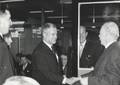 171129, Afbeelding van president-directeur ir. J. Lohmann van de N.S. die de felicitaties in ontvangst neemt bij de opening van het nieuwe N.S.-station Driebergen-Zeist te Driebergen-Rijsenburg., Nederlandse Spoorwegen, fotograaf