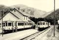 Les Automotrices stationnent en gare d'ERR (Pyrénées-Orientales).