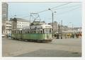 CPM VOIR DOS Tram Tramway Gare de Charleroi Sud Motrice 425 et remorque PUB Macaroni Soubry