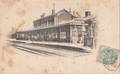 carte pionnière Saint-Just en Chaussée vue intérieure de la gare 
écrite en 1904 pas de légende, pas de nom d'éditeur, dos simple