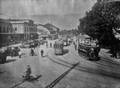 43247, Gezicht op het Stationsplein te Utrecht, uit het zuidoosten, met links het Centraal Station en rechts enkele electrische trams van het G.E.T.U., Onbekend