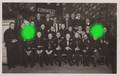 carte photo de SPA 1937 réunion des pompiers à l'hôtel Terminus ( place de la gare )