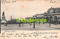 CPA MONS GARE ET STATUE DE LEOPOLD TRAM TRAMS ( PLI )