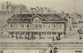 MONTBELIARD (Doubs) - La Première gare (1858) - Gravure sur carte postale.