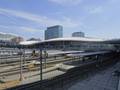904442, Gezicht op de noordzijde van het Centraal Station te Utrecht, vanaf het Stadsplateau., Reckers, J.J.H., fotograaf/filmer
