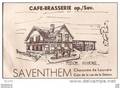 ZAVENTEM - SAVENTHEM : CP dessinée CAFE - BRASSERIE (station d'essence) ch de Louvain - coin rue de la station