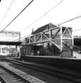 166722, Gezicht op de trap naar de voetgangersbrug van het N.S.-station Amersfoort te Amersfoort., Nederlandse Spoorwegen, fotograaf