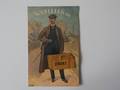 1911 CP à système 8 vues Nouvelles de Dinant voyageur à la gare avec son bagage malle